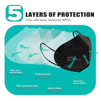 LEMENT KN95 Face Masks 100 Pack, 5-Ply Breathable Cup Dust Disposable Masks - Image 3