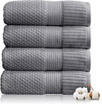 NY Loft 100% Cotton Bath Towel Set of 4 | Grey Towels | Oeko-TEX® Standard 100 - Image 8
