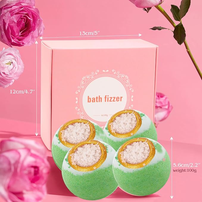 Green Tea Coarse Salt Bath Bombs Balls, Moisturizing Dry Skin, Fizzy Spa - Image 5