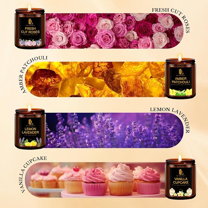 4 Pack Candles for Home Scented, 28 oz Soy Aromatherapy Candle Set, Candle - Image 6