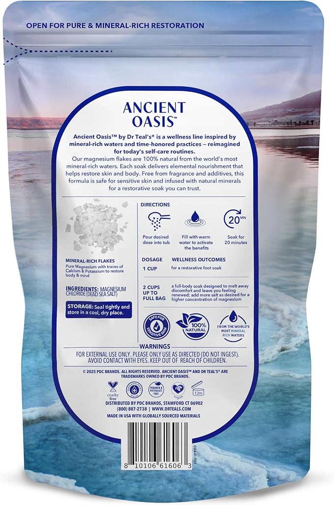 Ancient Oasis by Dr Teal's Magnesium Flakes, Fragrance Free, 2 lbs - Image 2