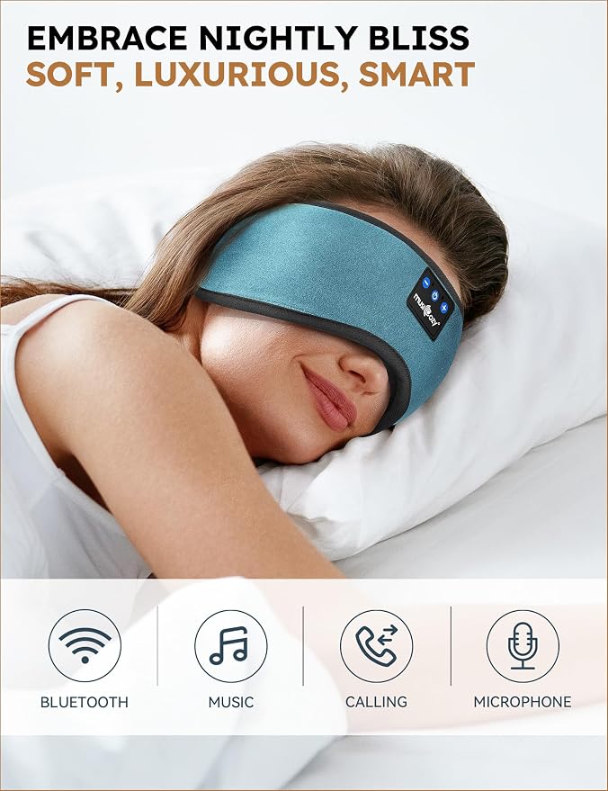 MUSICOZY Sleep Headphones Bluetooth 5.4 Headband Sleeping Eye Mask - Image 2