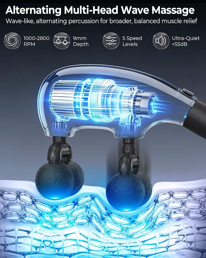 KingPavonini Multi-Head Detachable Massage Gun Deep Tissue - Image 4