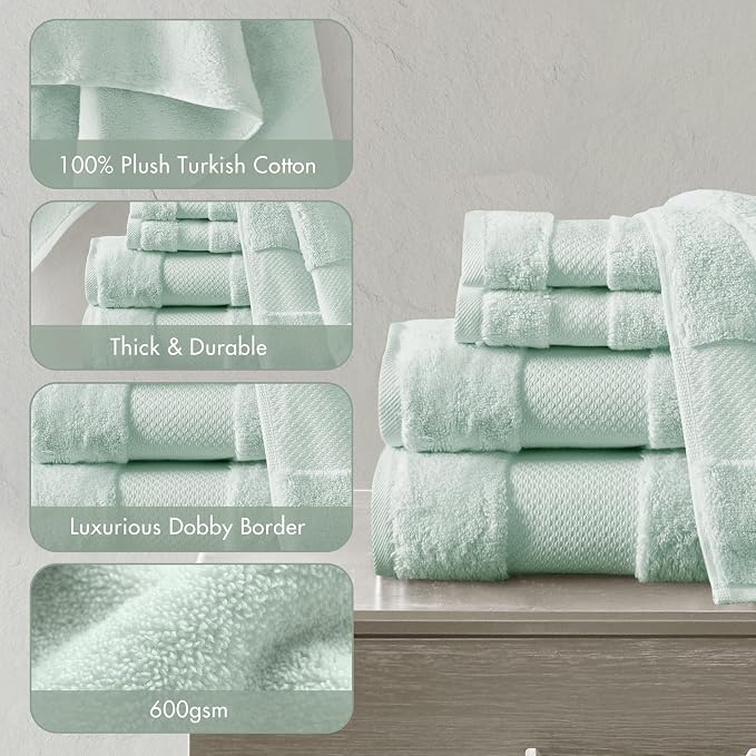 Madison Park Turkish 100% Cotton 600Gsm Luxury Premium Thick Soft Absorbent - Image 4