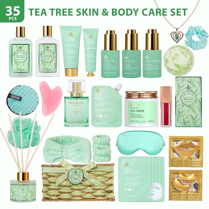 35 Pcs Mothers Day Gifts for Mom, Bath & Body Gift Basket for Women, Tea Tree - Image 2