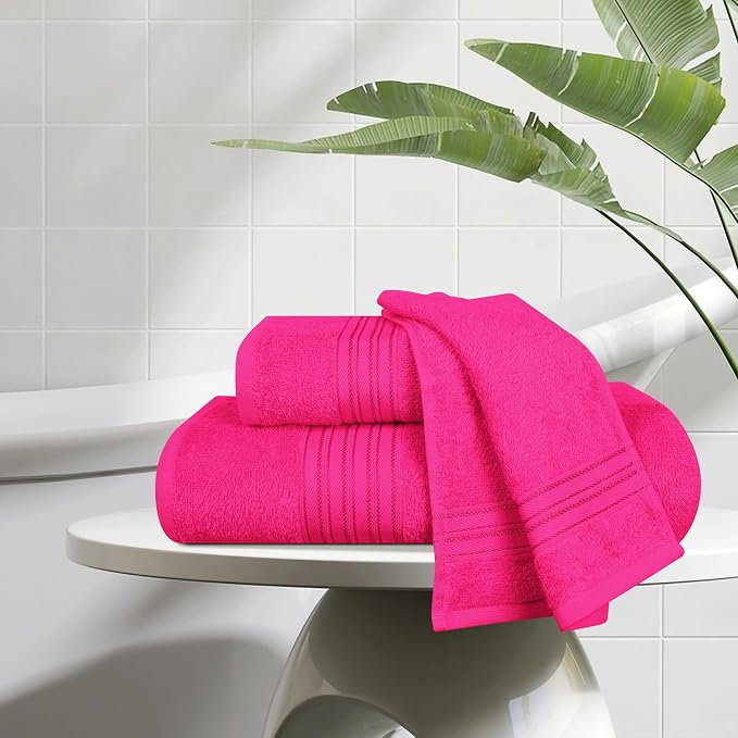 BOUTIQUO Ultra Soft 3 Pack Cotton Towel Set, Contains a Bath Towels 28x55 inch - Image 3