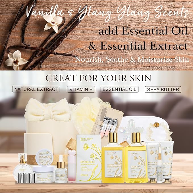 Mothers Day Gifts for Women, Face Skin Lip Care, Bath & Body Set, Self Care Kit - Image 3