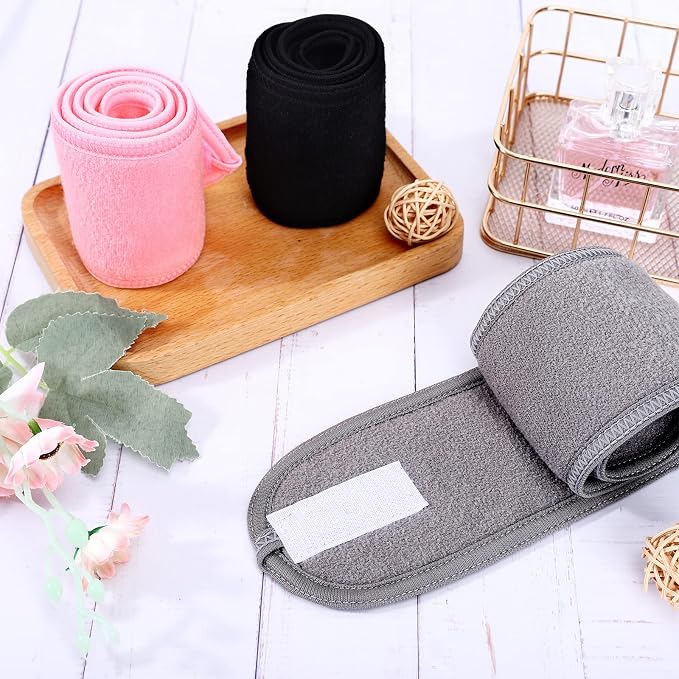 Whaline Spa Facial Headbands 3 Pieces Make Up Wrap Head Terry Cloth Headband - Image 3