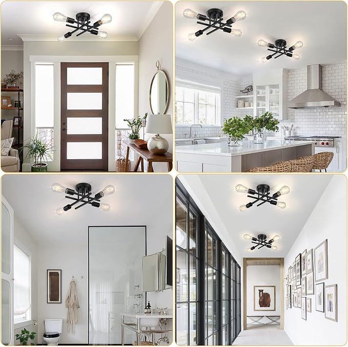 SunRider Industrial 4-Light Semi Flush Mount Ceiling Light Fixture, Modern - Image 5