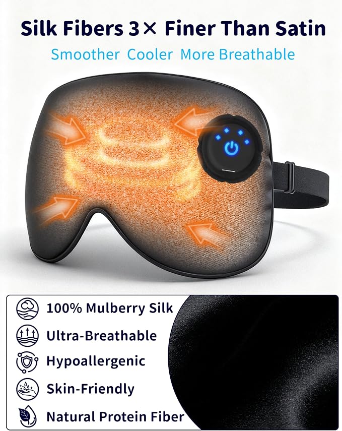 Heated Eye Mask FSA- HSA Eligible Cordless Pure Mulberry Silk Eye Mask - Image 3
