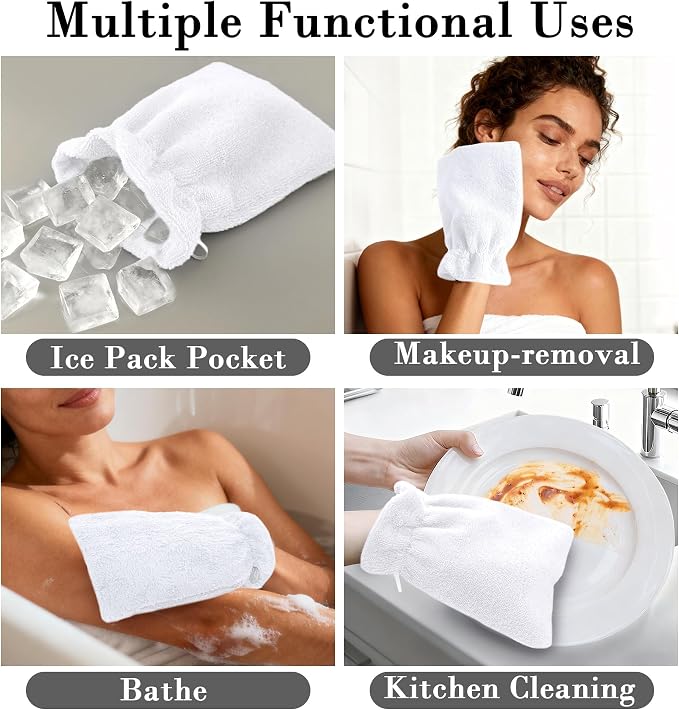 VOOVA & MOVAS White Exfoliating Washcloth 6PC, 8.3"x6.3" - Image 5