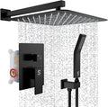 SR SUN RISE Matte Black Square Rainfall Shower Head and Handle Set, Wall by SRSUNRISE