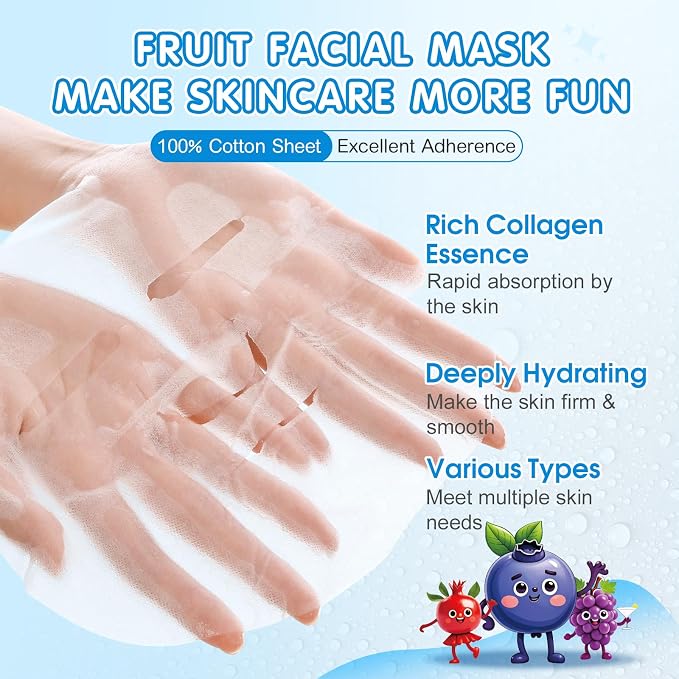 KONEUK 28 Pack Fruit Face Masks Skincare - Image 2