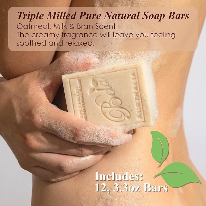 BELA Oatmeal Soap with Milk and Bran 3.3 OZ, Long Lasting French Triple Milled - Image 2