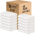 ZUPERIA White Bath Towels Bulk 12 Pack by Zuperia