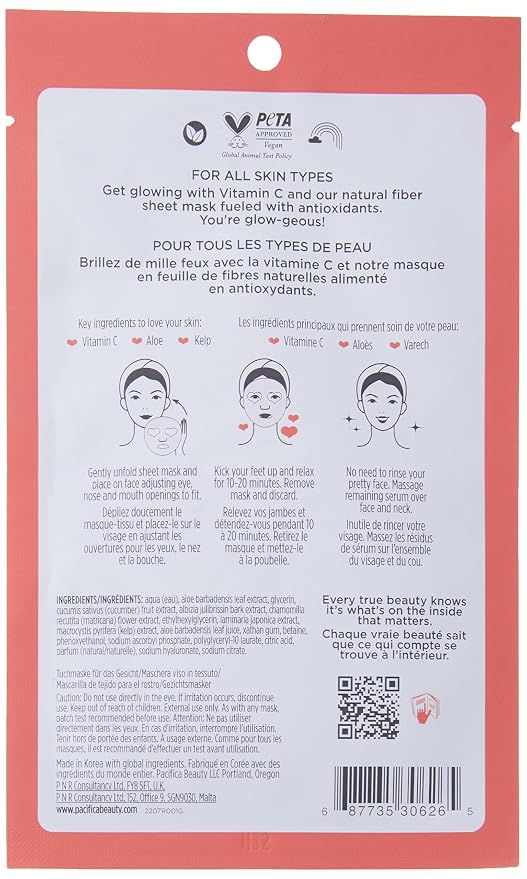 Pacifica Beauty, Glow Baby Brightening Face Mask, Sheet Mask, Vitamin C - Image 2