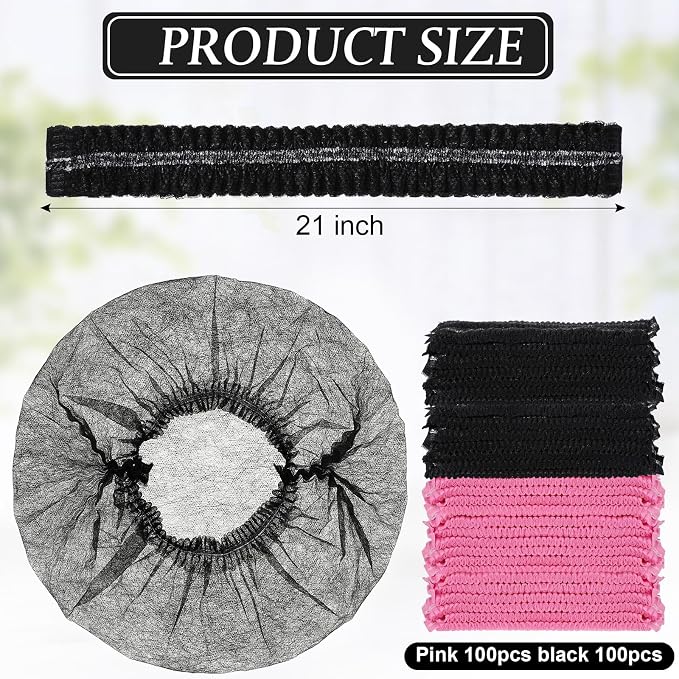 Geyoga 200 Pcs Disposable Nonwoven Bouffant Caps 21 Inch Hair Net Elastic Cap - Image 3