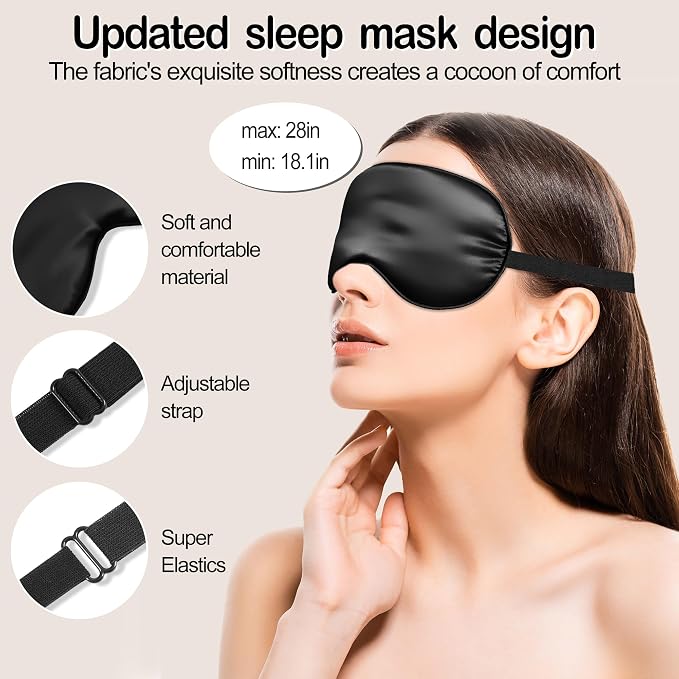 Sleep Mask Silk Eye Mask for Sleeping, Eye Cover Soft Satin Blindfold - Image 3