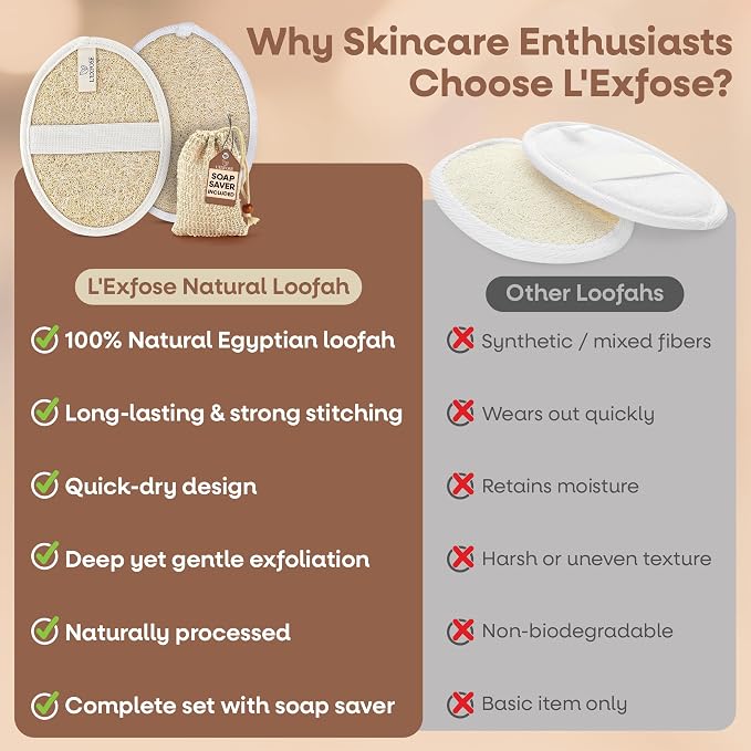 L'Exfose Organic Natural Loofah Body Scrubber - Image 6