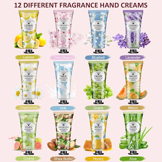 VESPRO 12 Pack Hand Cream Gift Set, Mothers Day Gifts, Bulk Hand Lotion Travel - Image 3
