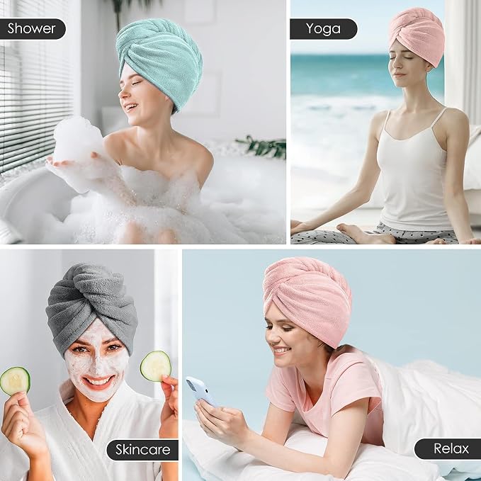 TENSTARS 5 Pack Thicken Microfiber Hair Towel Wrap - Image 7