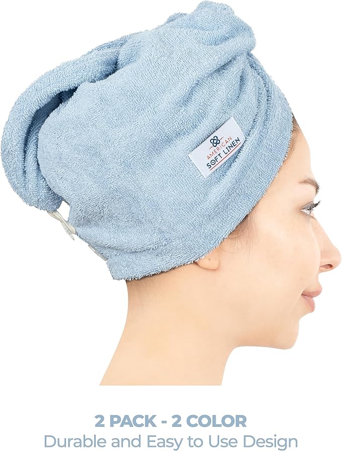 American Soft Linen 100% Cotton Hair Towels - Image 4