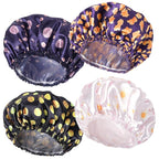 4 PCS Shower Cap for Women, Elastic and Reusable Bath Caps, Double Layers by CHFONGDIRECT