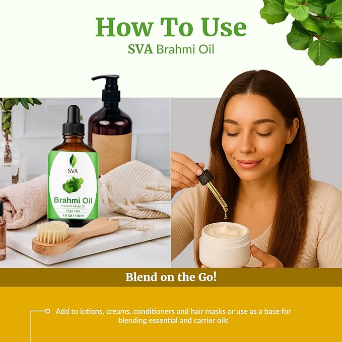 SVA Brahmi Oil - 4 Fl Oz – 100% Natural Cold Pressed Brahmi Oil - - Image 6