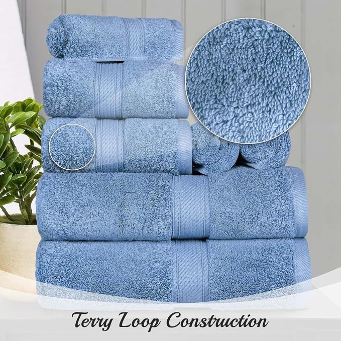 SUPERIOR Egyptian Cotton Pile 10 Piece Towel Set, Includes 2 Bath, 4 Hand - Image 7