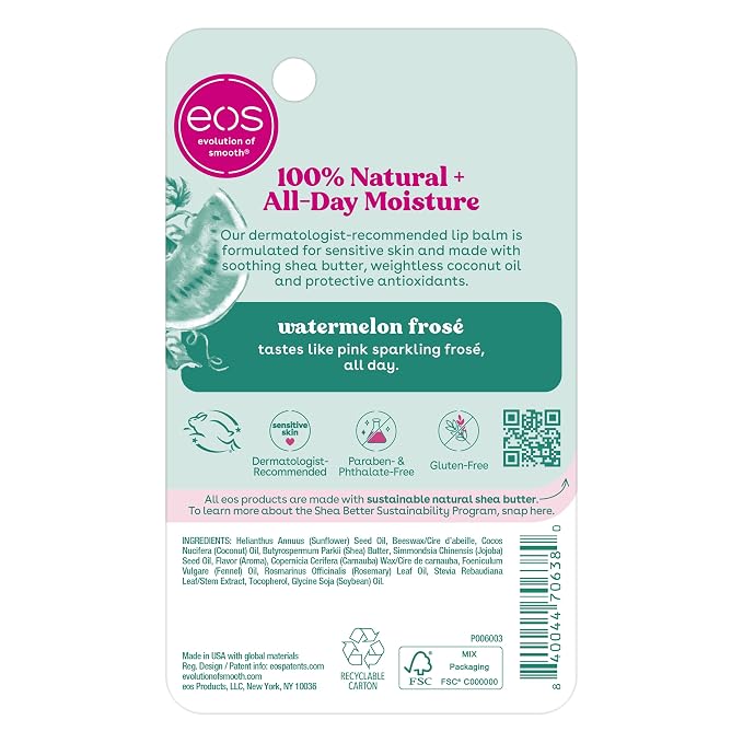 eos 100% Natural Lip Balm- Watermelon Frosé, Dermatologist Recommended - Image 7