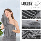 4 Piece Extra Large Bath Towel 35"x70" Oversized Bath Sheet Grey Bath Towel Set - Image 3