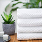 COTTON CRAFT- Euro Spa Set of 4 Luxury Waffle Weave Bath Towels, Oversized Pure - Image 4