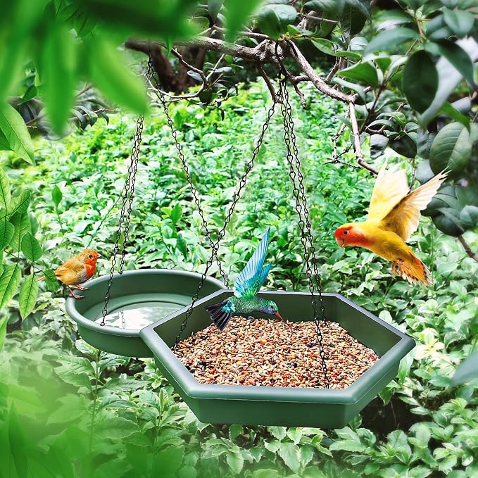Hanging Bird Bath，2 in 1 XL Hanging Bird Feeder & Birds Bath - Image 4