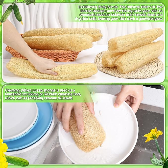 6 Pack Natural Loofah Sponge 15.7 Inch - Image 4