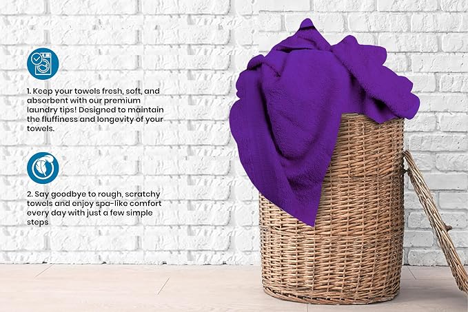 Medium Bath Towels Bulk Set of 12 – 100% Cotton Terry – 24" x 48" – Quick Dry - Image 5
