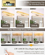 Brushed Gold LED Bathroom Vanity Light, 24.4 Inch 15W Modern Dimmable Bathroom - Image 4