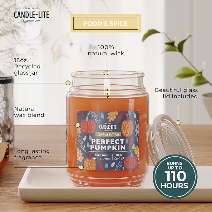 Candle-lite Halloween Scented Candles, Perfect Pumpkin, 18 oz Jar, Proudly - Image 3