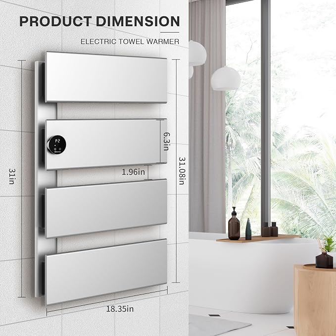 K&KALONZO Electric Towel Warmer, 18.35" W x 31" H Wall-Mounted Towel Heater - Image 3