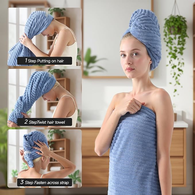 REDKISS Blue Bath Towels Set 8 Piece - Image 4