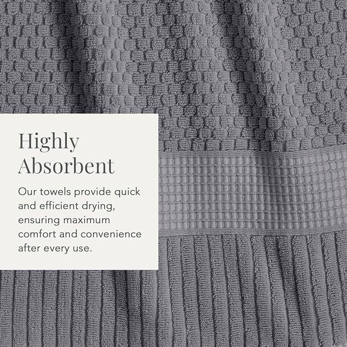 NY Loft 100% Cotton Bath Towel Set of 4 | Grey Towels | Oeko-TEX® Standard 100 - Image 5