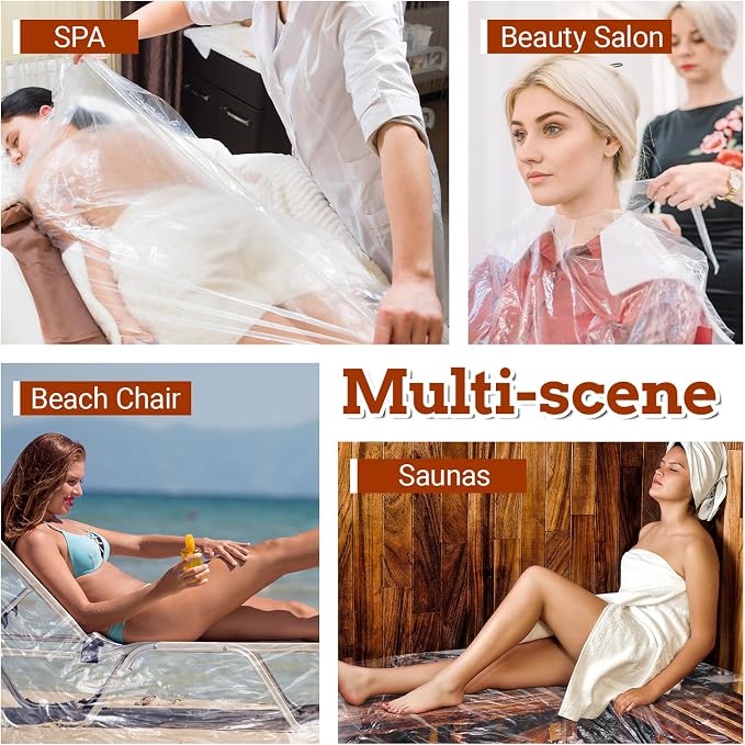200pcs Plastic Sheeting for Body Wrap, 86x47 Inch Sauna Bag Liners, Disposable - Image 5
