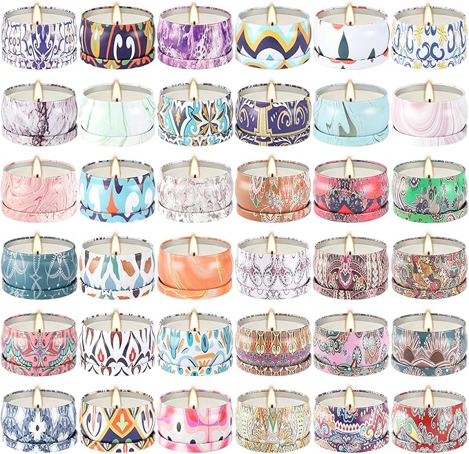 YOROXRG 36 Pack Multicolored Scented Candles Gifts Soy Wax Travel Tin Jar - Image 2