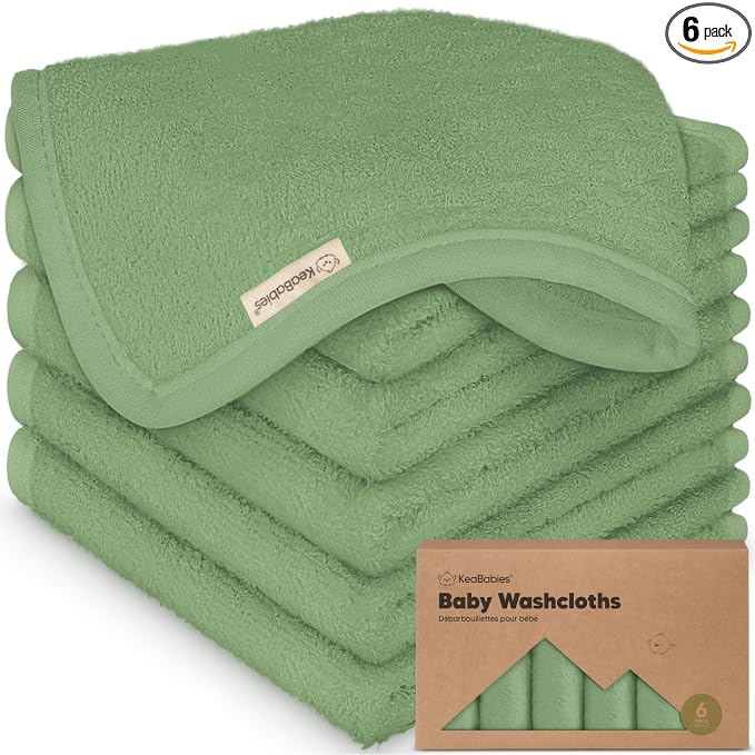 6-Pack Baby Washcloths – Soft Absorbent Viscose from Bamboo Washcloths by KeaBabies