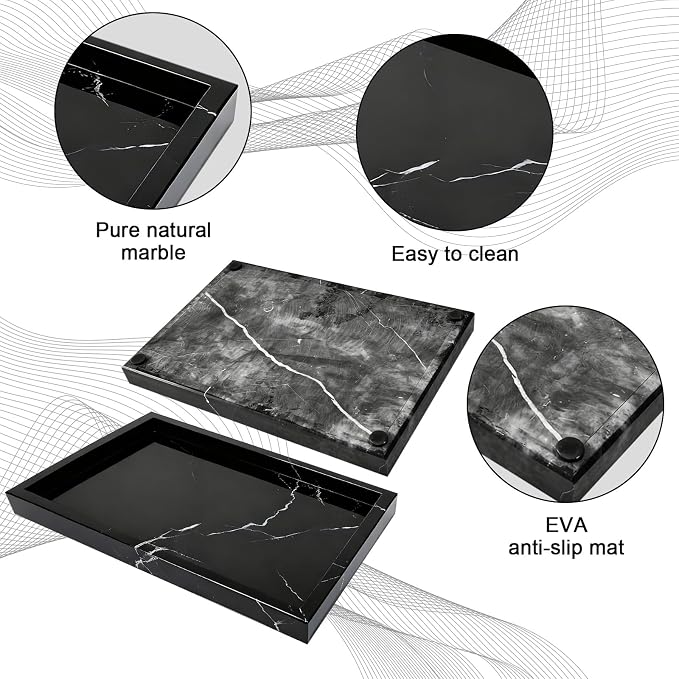 Pure Natural Marble Tray for Bathroom, Sink. Cosmetics, toiletries, etc. can be - Image 3