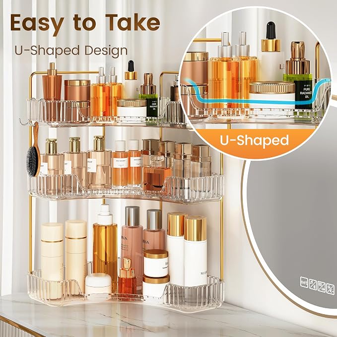 Corner Bathroom Counter Organizer 3-Tier Bathroom Organizer Countertop - Image 6