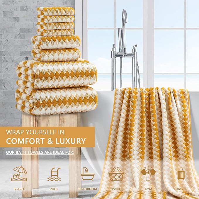8 Piece Bathroom Towel Set |2 Oversized Bath Towels, 2 Hand Towels, 4 - Image 2