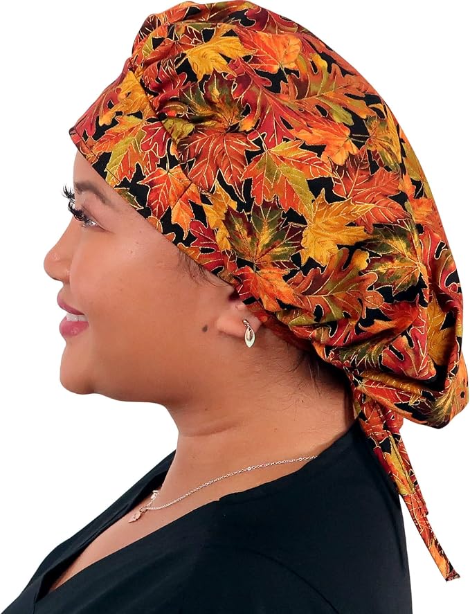 Sparkling EARTH Banded Bouffant Surgical Scrub Ponytail Working Caps and - Image 5