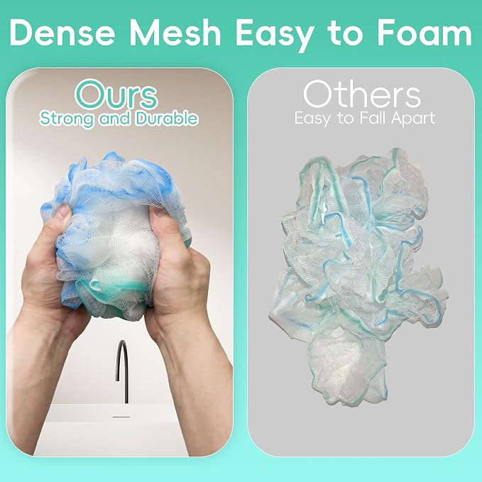Shower Loofah 4PCS Soft Bath Body Sponge 60g Loofa Set Thick Wash Puffs - Image 4