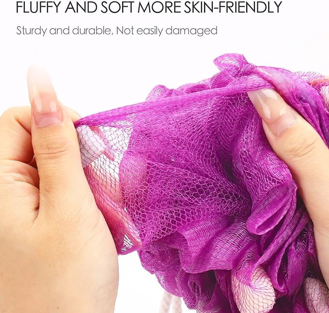 BTYMS Premium Mesh Poufs Bath Sponges Shower Loofahs Exfoliating Shower Puff - Image 2
