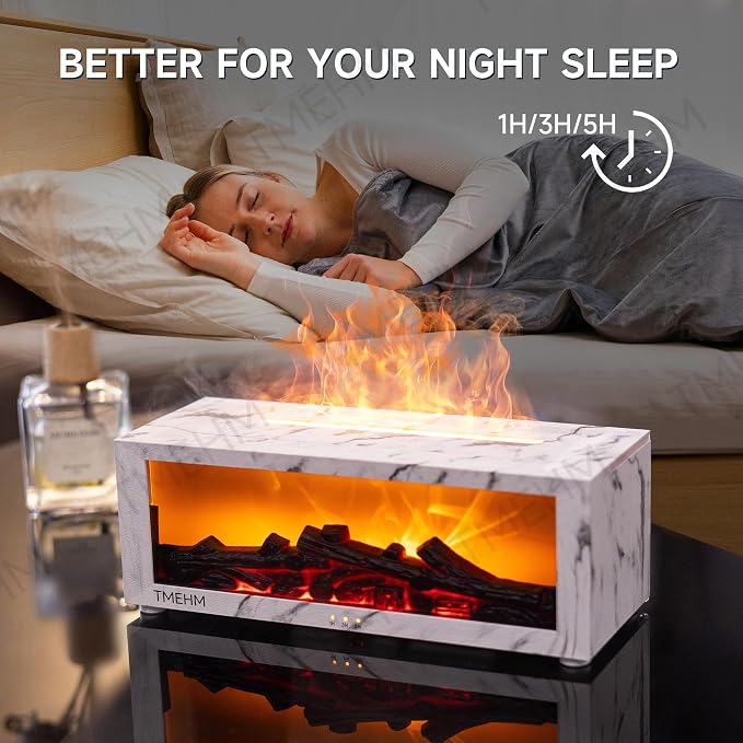 TMEHM Fireplace Flame Air Diffuser Humidifier, 7 Colors Aromatherapy Essential - Image 3